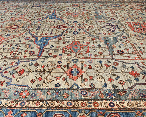 9x12 Gray Aryana Afghan Hand Knotted Veg Dye Wool Area Rug